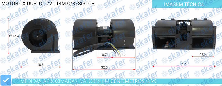 Motor CX Duplo 12V 114m C/Resistor