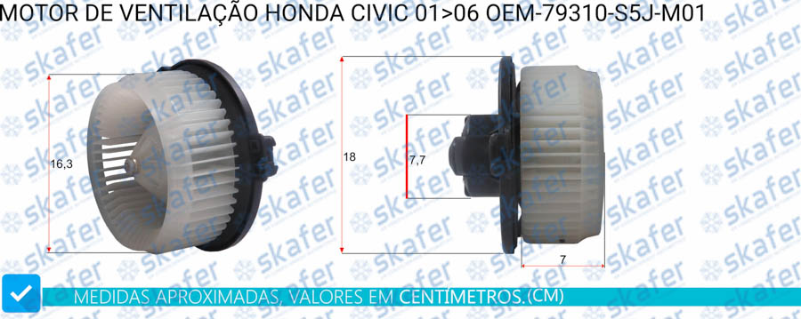 Motor de Ventilação Honda Civic 01 - 06