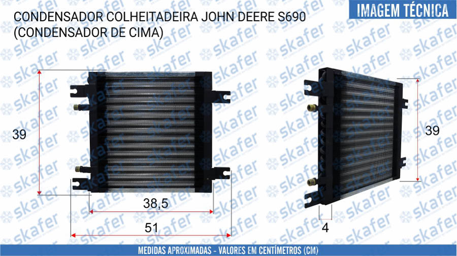 CONDENSADOR JOHN DEERE COLHEITADEIRA S690 SKAFER