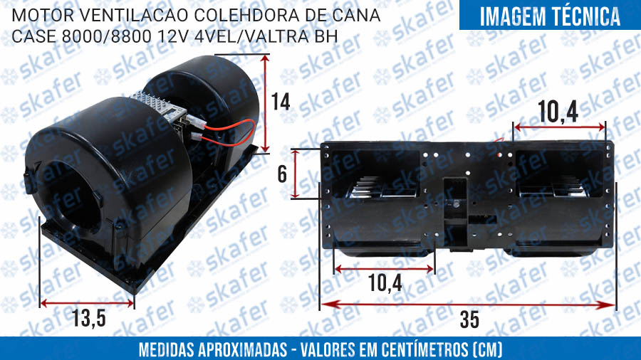 MOTOR VENTILACAO CASE 8000 8800 12V 4VEL VALTRA BH COLHEDORA DE CANA 87541270 32729800