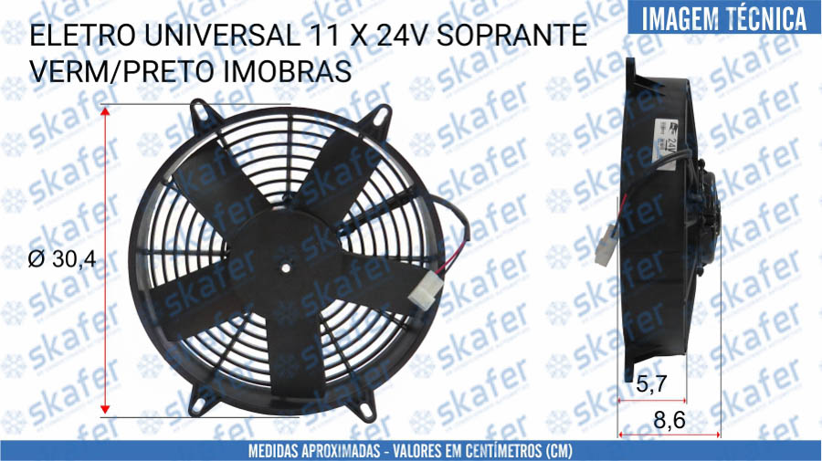 ELETRO UNIVERSAL 11 X 24V SOPRANTE VERMELHO PRETO 1300124 350-8687 IMOBRAS 