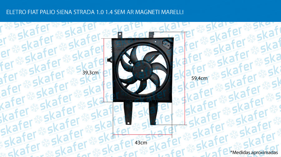 ELETROVENTILADOR FIAT PALIO SIENA STRADA 1.0 1.4 SEM AR 8528001 MAGNETI MARELLI