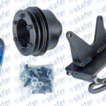 KIT SUPORTE COM CORREIA FORD F1000 ANTIGA MOTOR MWM PARA SANDEN ORELHA