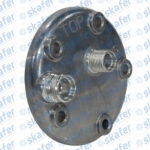 TAMPA TRASEIRA COMPRESSOR 5H14 SAIDA TRASEIRA 8MM E 10MM ROSCA ALTURA 115MM PERFIL BAIXO